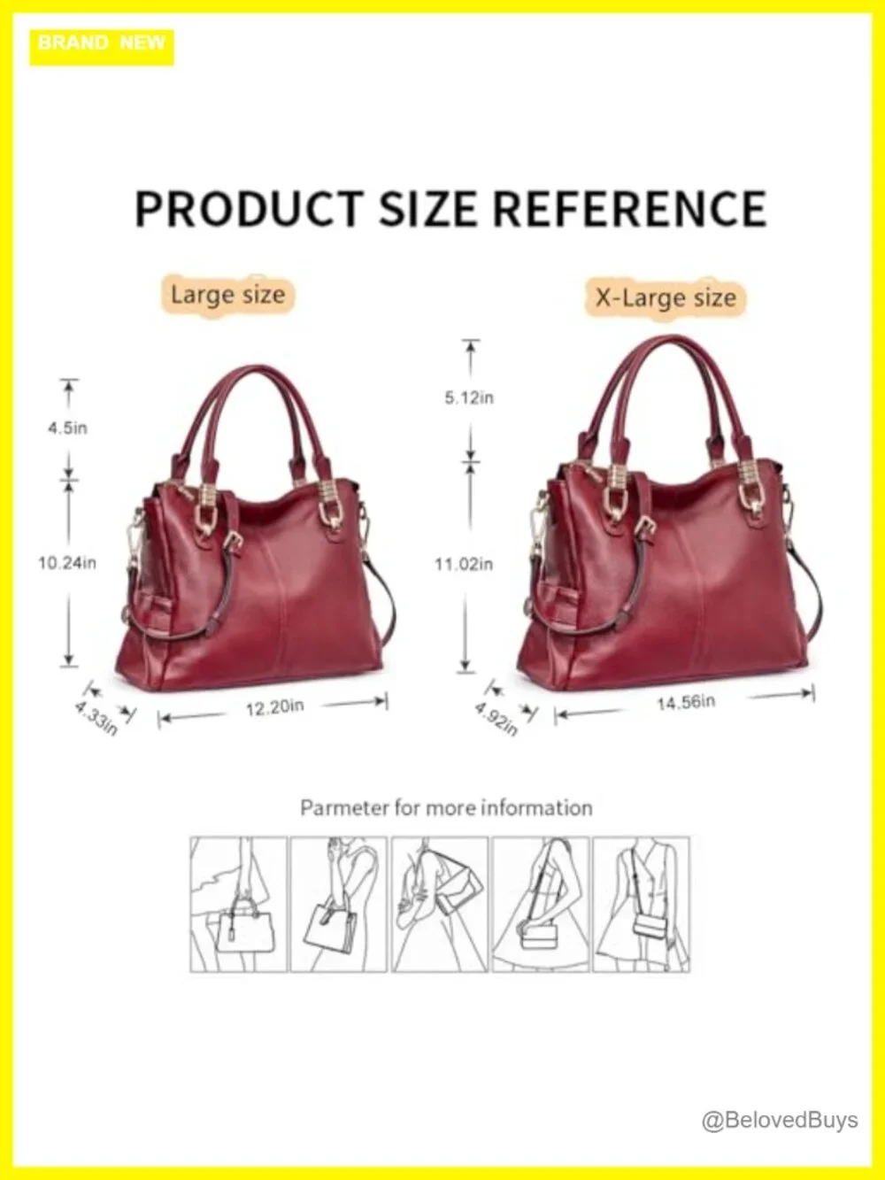 Vintage Style Satchel Tote Shoulder Bag with Top Grain Pebbled Cowhide Leather